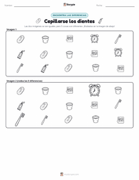 Vista previa de la hoja de trabajo imprimible de Cepillarse los Dientes