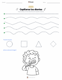 Vista previa de la hoja de trabajo imprimible de Cepillarse los Dientes