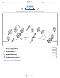 Tandpasta afdrukbare werkblad voorbeeld
