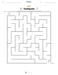 Toothpaste printable worksheet preview