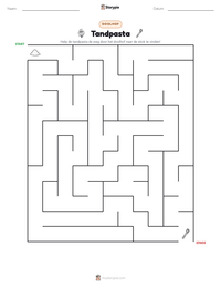 Tandpasta afdrukbare werkblad voorbeeld