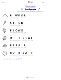 Toothpaste printable worksheet preview