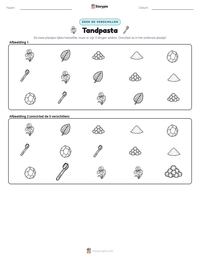 Tandpasta afdrukbare werkblad voorbeeld