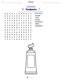 Tandpasta afdrukbare werkblad voorbeeld