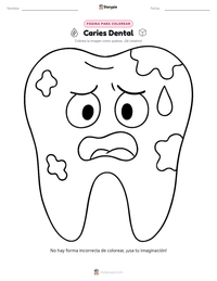 Vista previa de la hoja de trabajo imprimible de Caries Dental