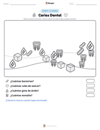 Vista previa de la hoja de trabajo imprimible de Caries Dental