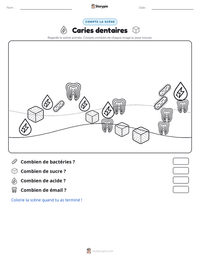 Aperçu de la feuille de travail imprimable Caries dentaires
