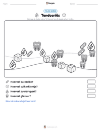 Tandcariës afdrukbare werkblad voorbeeld
