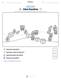 Prévia da folha de atividades imprimível Cárie Dentária