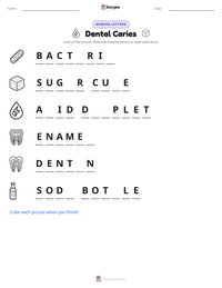 Dental Caries printable worksheet preview