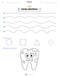 Aperçu de la feuille de travail imprimable Caries dentaires