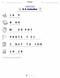 B. R. Ambedkar printable worksheet preview