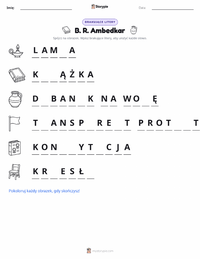 Podgląd drukowalnego arkusza ćwiczeń B. R. Ambedkar