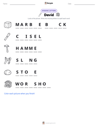 David printable worksheet preview