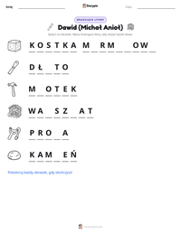 Podgląd drukowalnego arkusza ćwiczeń Dawid (Michał Anioł)