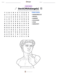 David (Michelangelo) druckbare Arbeitsblatt Vorschau