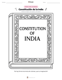 Vista previa de la hoja de trabajo imprimible de Constitución de la India