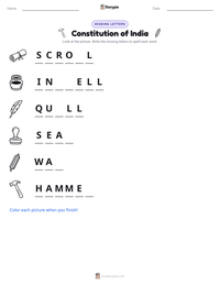 Constitution of India printable worksheet preview