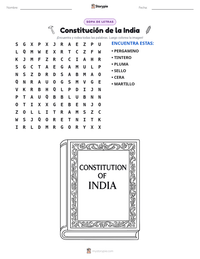 Vista previa de la hoja de trabajo imprimible de Constitución de la India