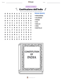 Anteprima della scheda stampabile di Costituzione dell'India