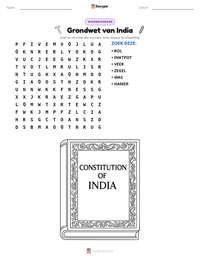 Grondwet van India afdrukbare werkblad voorbeeld