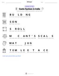Caste System in India printable worksheet preview