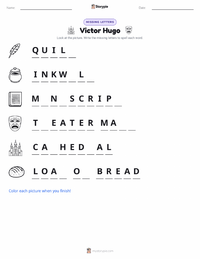 Victor Hugo printable worksheet preview