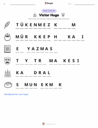 Victor Hugo yazdırılabilir çalışma sayfası önizlemesi