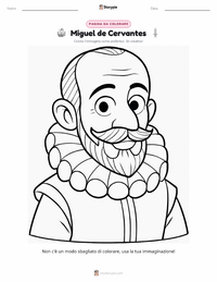 Pagina da colorare di Miguel de Cervantes per bambini