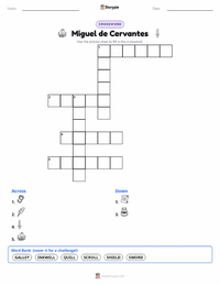 Miguel de Cervantes printable worksheet preview