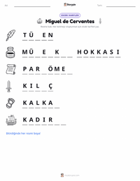 Miguel de Cervantes yazdırılabilir çalışma sayfası önizlemesi