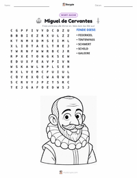 Miguel de Cervantes druckbare Arbeitsblatt Vorschau