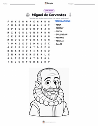 Prabaca lembar kerja cetak Miguel de Cervantes