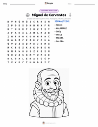 Podgląd drukowalnego arkusza ćwiczeń Miguel de Cervantes
