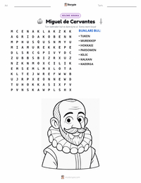Miguel de Cervantes yazdırılabilir çalışma sayfası önizlemesi