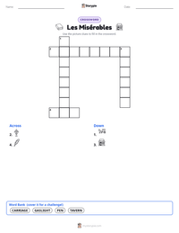 Les Misérables printable worksheet preview