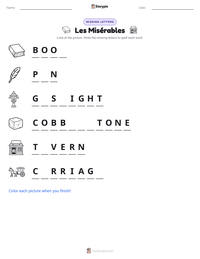 Les Misérables printable worksheet preview