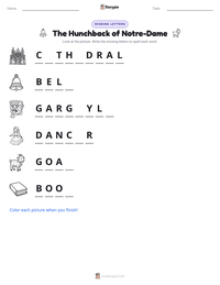 The Hunchback of Notre-Dame printable worksheet preview