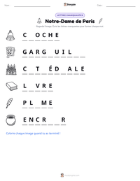 Aperçu de la feuille de travail imprimable Notre-Dame de Paris