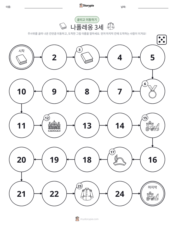 주사위 굴리고 이동하기 게임