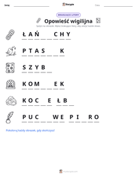 Podgląd drukowalnego arkusza ćwiczeń Opowieść wigilijna