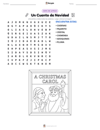 Vista previa de la hoja de trabajo imprimible de Un Cuento de Navidad
