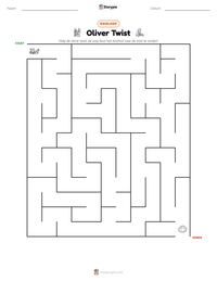 Oliver Twist afdrukbare werkblad voorbeeld