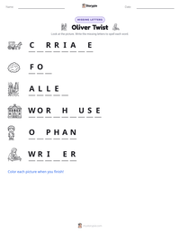 Oliver Twist printable worksheet preview