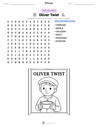 Vista previa de la hoja de trabajo imprimible de Oliver Twist