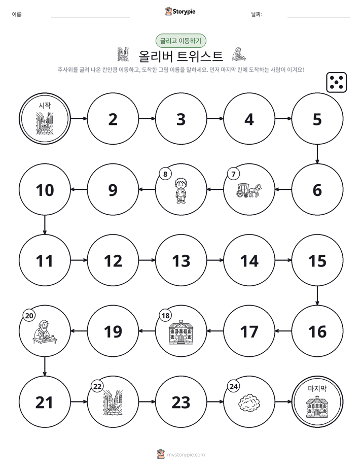 주사위 굴리고 이동하기 게임