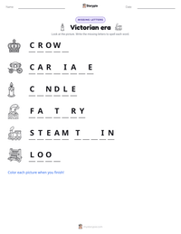 Victorian era printable worksheet preview