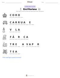 Prévia da folha de atividades imprimível Era Vitoriana
