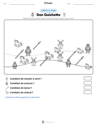 Aperçu de la feuille de travail imprimable Don Quichotte