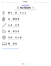 Don Quixote printable worksheet preview
